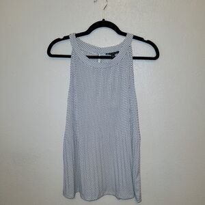 Adrianna Papell XL Pleated Black Polka Dot Sleeveless Shirt Tank Top‎ Blouse NWT